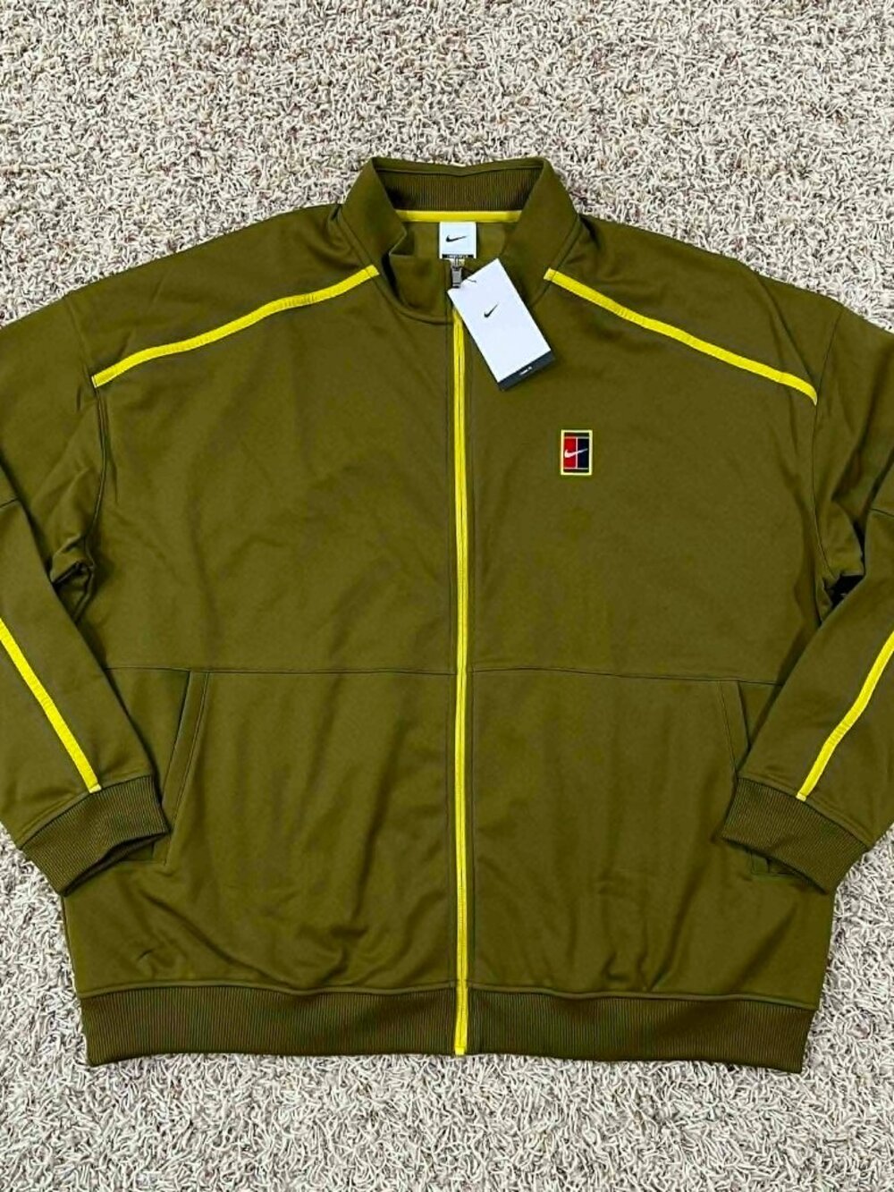 NikeCourt Heritage Men’s Tennis Jacket Olive Flak FZ6925-368, Size XXL (New)